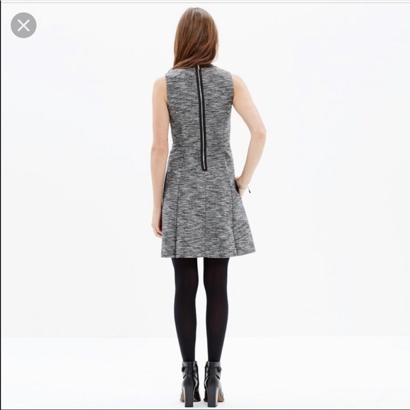 Madewell Anywhere Leather Tweed Fit Flare Dress 6 - Picture 2 of 4